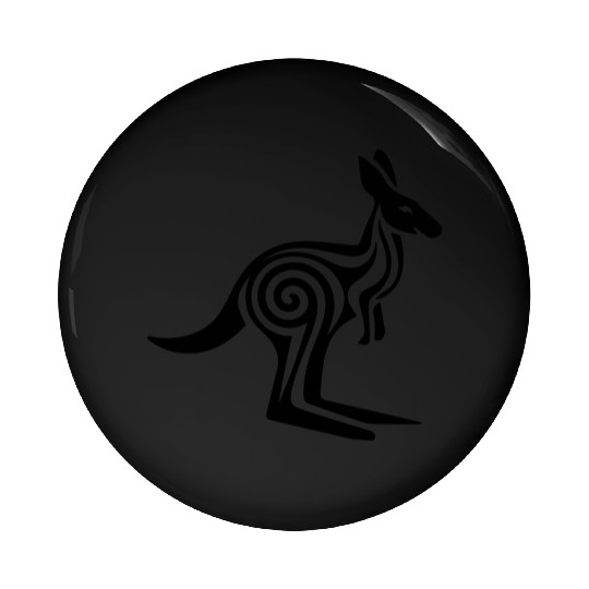 Kangaroo Tribal Style Swirl Vector Design 1 Color Pin Buttons