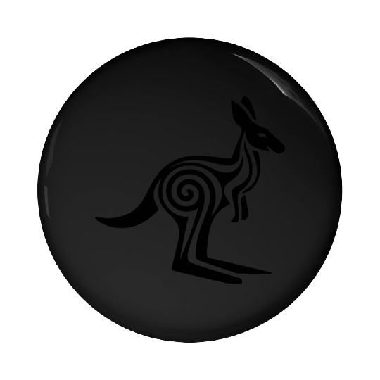 Kangaroo Tribal Style Swirl Vector Design 1 Color Pin Buttons