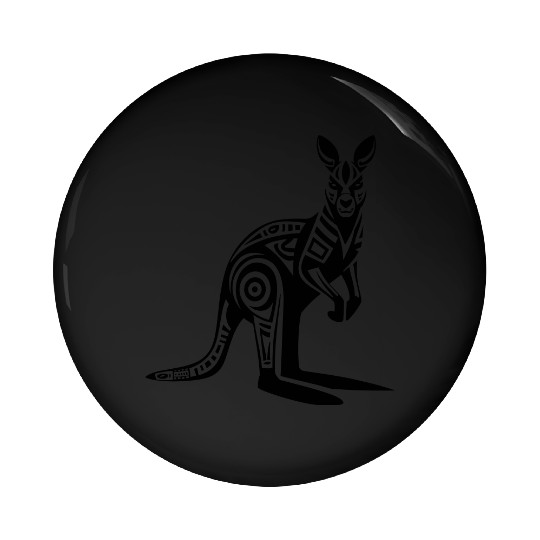 Kangaroo Tribal Style Vector Design Single Color Pin Buttons