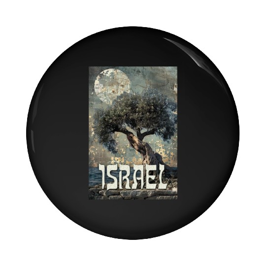 Israeli Scene with Olive Tree and the Pin Buttons