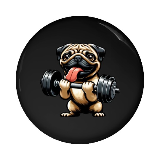 Pug Workout: Fun Dumbbell Training Pin Buttons