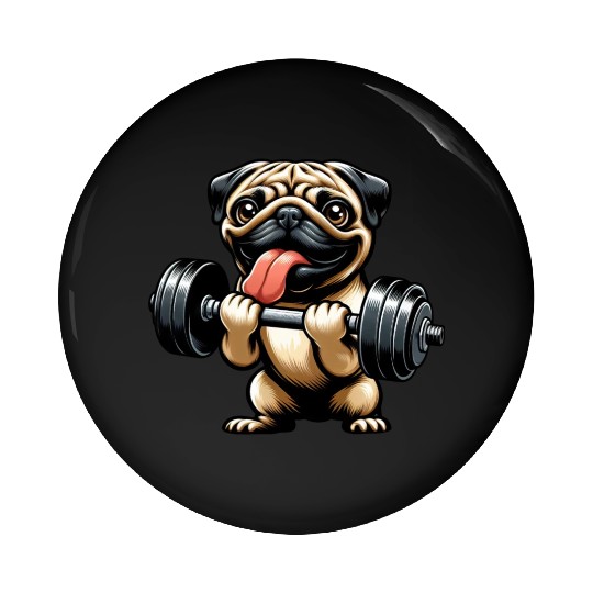 Pug Workout: Fun Dumbbell Training Pin Buttons