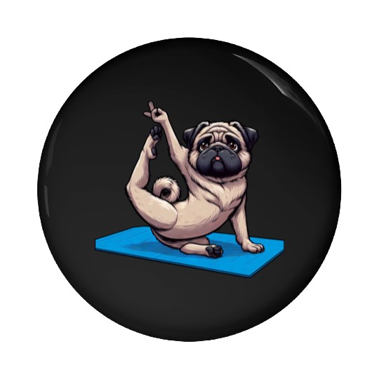Funny Pug: Yoga & Quirky Meditation Pin Buttons