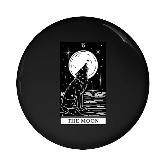 Tarot Card The Moon Wolf Howling Pin Buttons