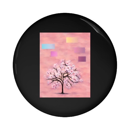 Cherry Blossom Tree, Nature,Green Earth Series Pin Buttons