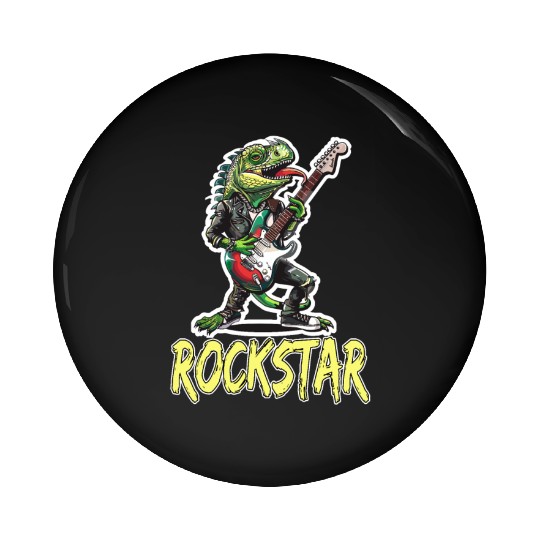 Rockstar Reptile Musician with Electric Guitar Pin Buttons