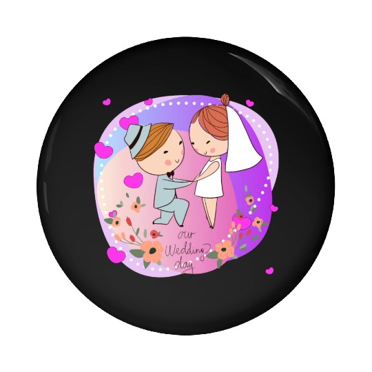 Funny Cute Bride Happy Kawaii In Wedding Day Love Pin Buttons