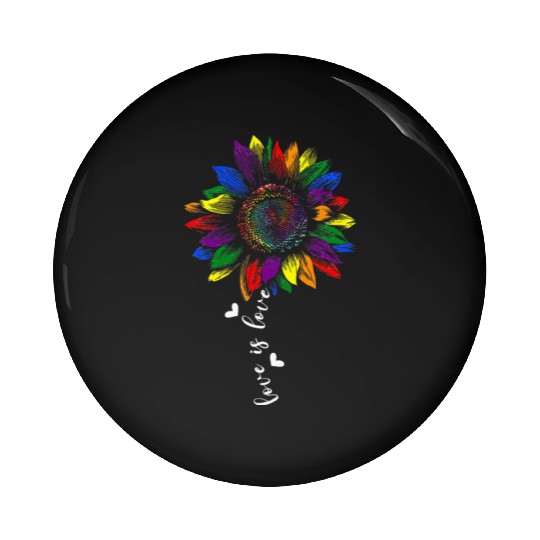 Sunflower Love Is Love LGBT Gay Lesbian Pride Pin Buttons
