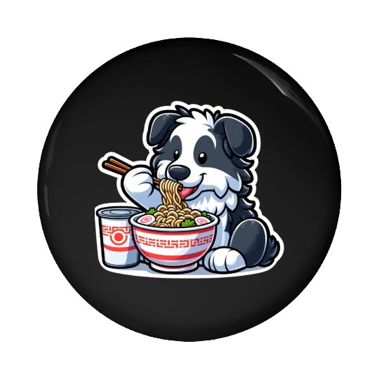 Border Collie Love Ramen Pin Buttons