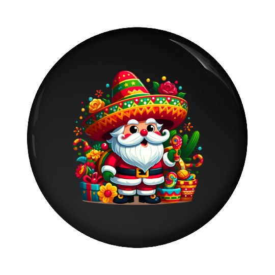 Cinco de Mayo Santa Claus Pin Buttons