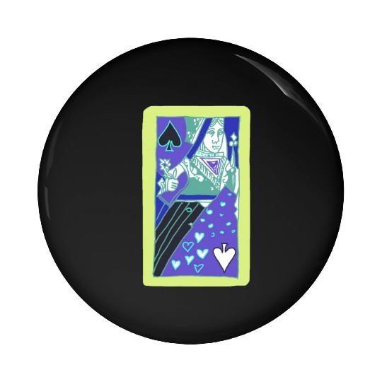 Colourful Queen Of Spades Playing Card Pin Buttons