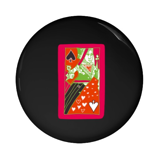 Red Queen Of Spades Playing Card Pin Buttons