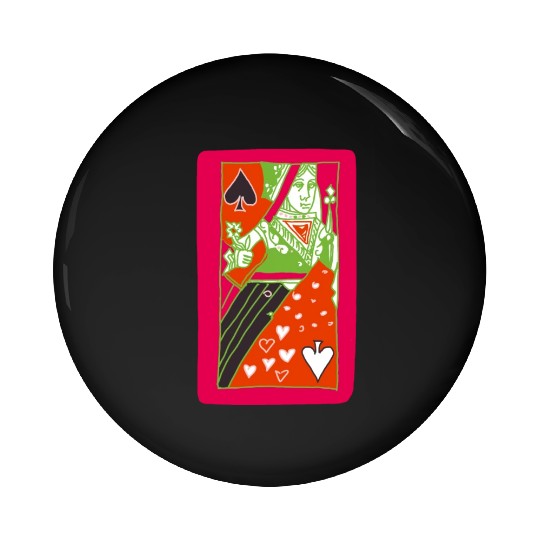 Red Queen Of Spades Playing Card Pin Buttons