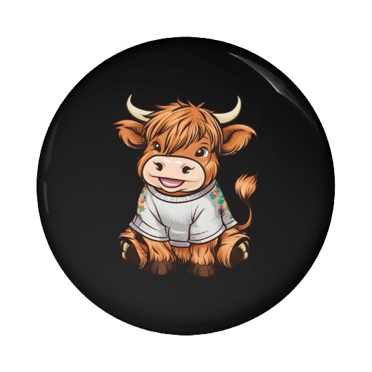 Cute Baby Highland Cow Graphic Highland Cattle Pin Buttons