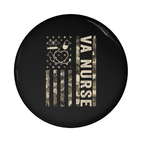 VA Nurse Camouflage Patriotic US Flag Nurse Life Pin Buttons