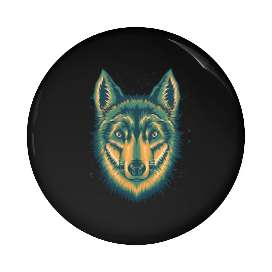 Wolf Pin Buttons Cool Vintage Green Wolves Canine Dog