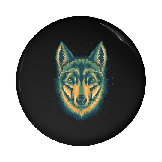Wolf Pin Buttons Cool Vintage Green Wolves Canine Dog
