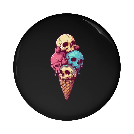 skull ice cream Pin Buttons