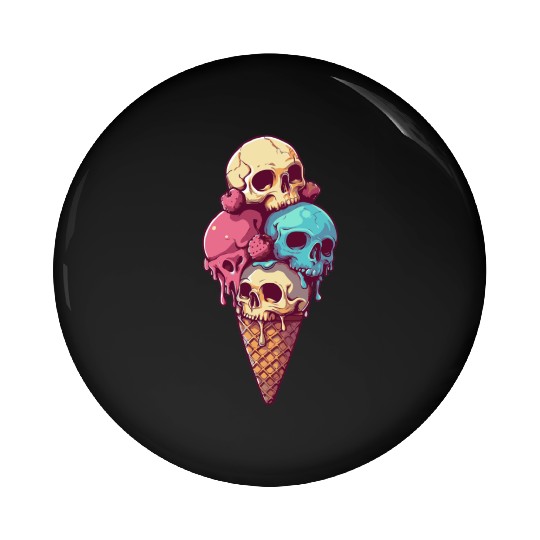 skull ice cream Pin Buttons