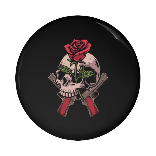 Skeleton Roses Guitar Skull Roses Guns Pin Buttons