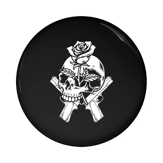 Skeleton Roses Guitar Skull Roses Guns Pin Buttons