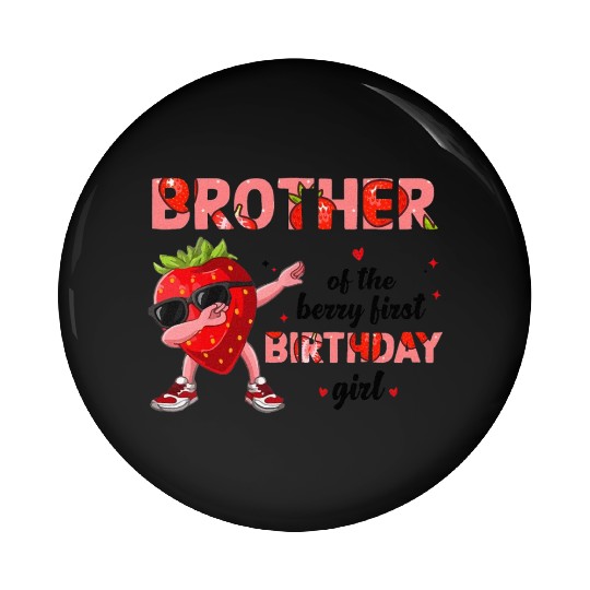 Brother of the Berry Sweet One Strawberry Pin Buttons