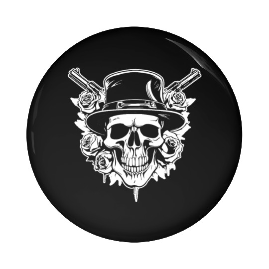Skeleton Roses Guitar Guns Skull Roses Pin Buttons