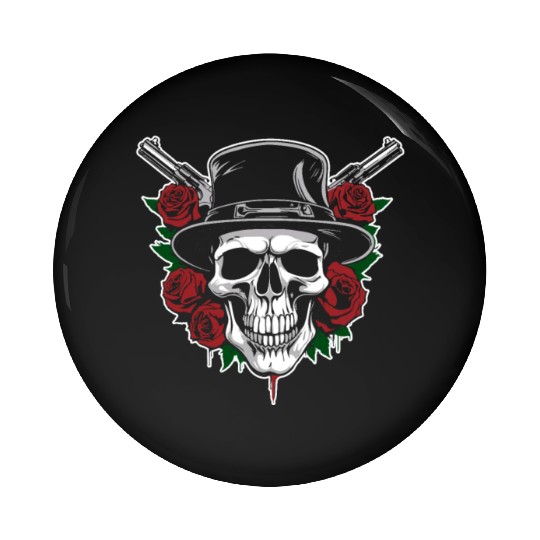 Skeleton Roses Guitar Guns Skull Roses Pin Buttons