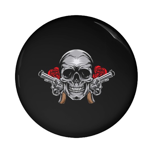 Skeleton Roses Guitar Skull Roses Guns Pin Buttons