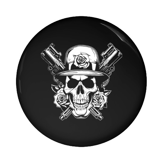 Skeleton Roses Guitar Skull Roses Guns Pin Buttons