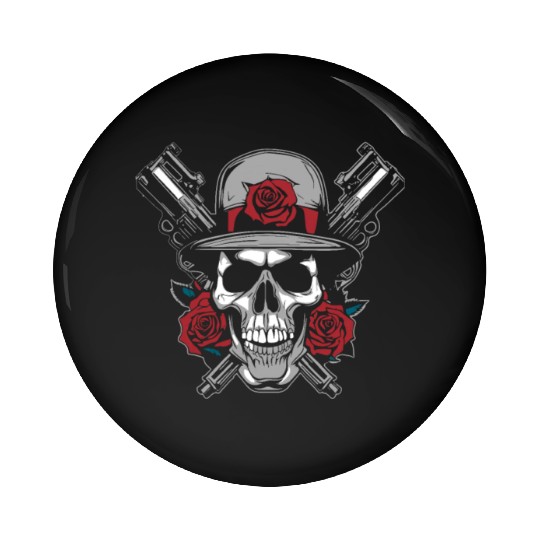 Skeleton Roses Guitar Skull Roses Guns Pin Buttons