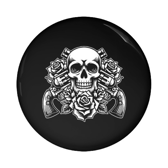 Skeleton Roses Guitar Guns Skull Roses Pin Buttons