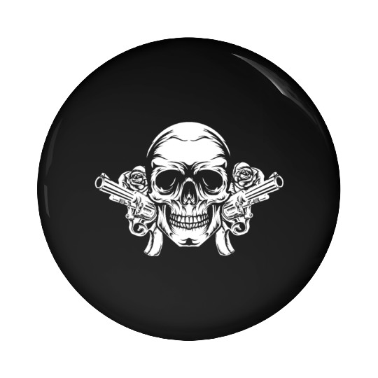 Skeleton Roses Guitar Skull Roses Guns Pin Buttons