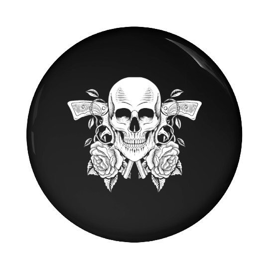 Skeleton Roses Guitar Guns Skull Roses Pin Buttons