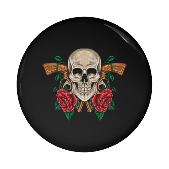 Skeleton Roses Guitar Guns Skull Roses Pin Buttons