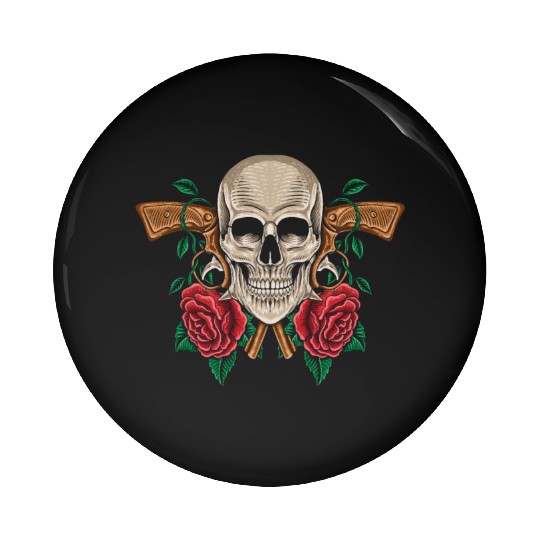 Skeleton Roses Guitar Guns Skull Roses Pin Buttons