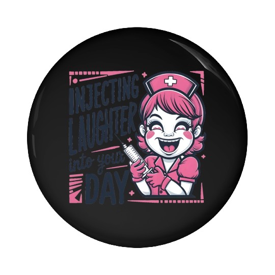 Vintage Nurse Injecting Laughter Pin Buttons