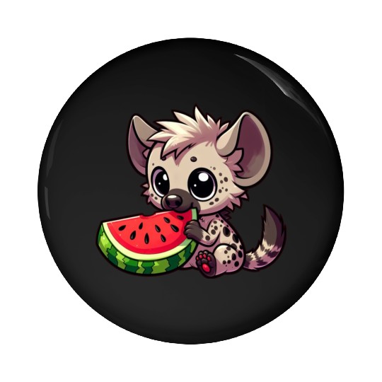 Hyena with Watermelon Summer Fruit Pin Buttons