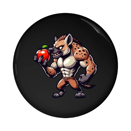 Hyena Enjoying Apple Fitness Workout Pin Buttons