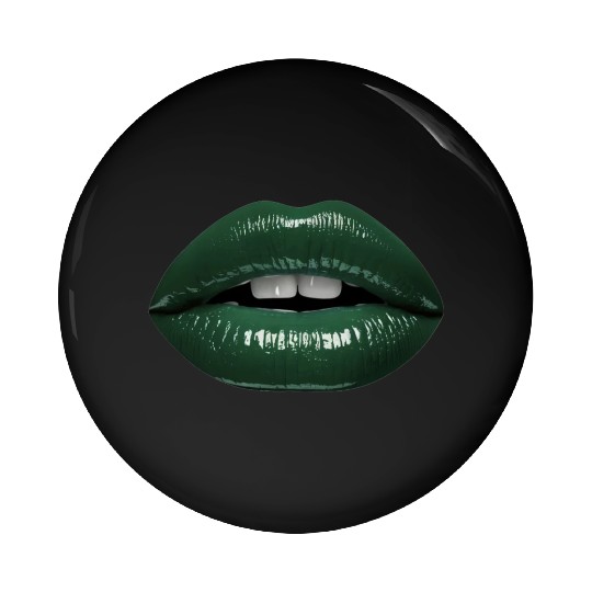 Glossy deep green lips Pin Buttons