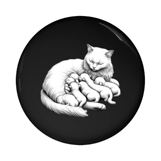 Breastfeeding Mother Cat Pin Buttons