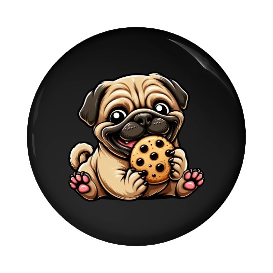 Pug Cookie Sweet Dessert Biscuit Pin Buttons