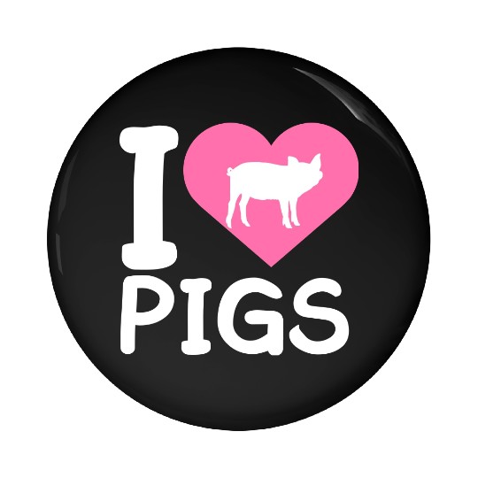 I Love Pigs pig heart piggy piglet silhouette Pin Buttons