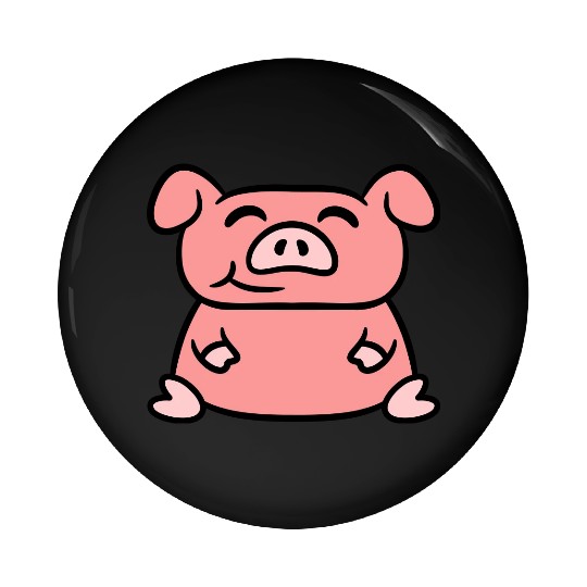 Little cute piggy sit pig piglet fat chubby animal Pin Buttons