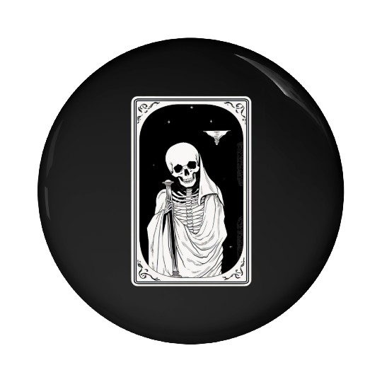 Skeleton Tarot Card Reader Astrology Occult Pin Buttons