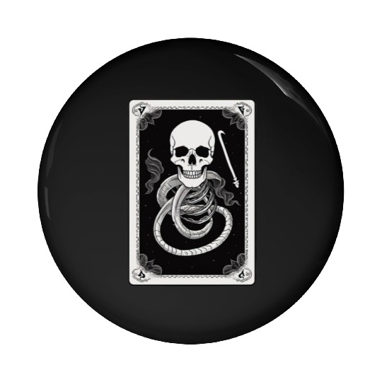 Skull Tarot Card Reader Astrology Occult Pin Buttons