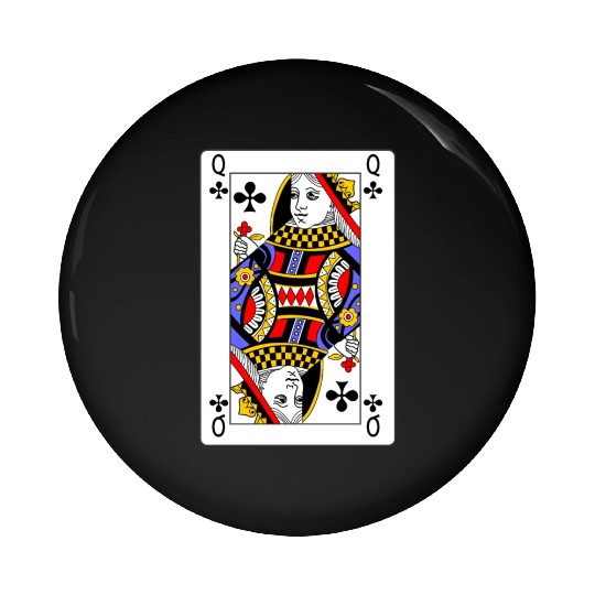 Queen of Clubs Playing Card Pin Buttons