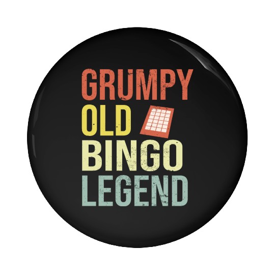 Grumpy old Bingo Legend Bingo Player Pin Buttons