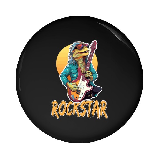 Rockstar Reptile Musician with Electric Guitar Pin Buttons
