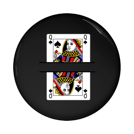 Playing card queen of spades with banner space Pin Buttons